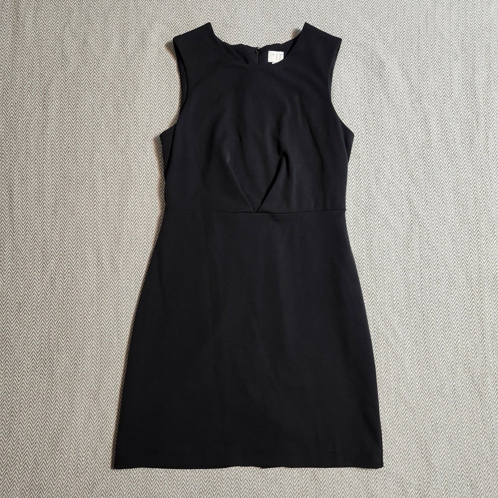 A New Day Black Sleeveless Sheath Dress Pleated Bodice Size 6 VN1320828